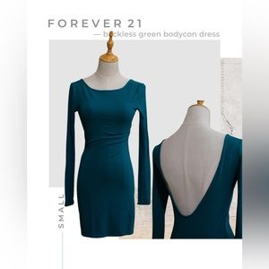 GREEN BACKLESS BODY-CON DRESS